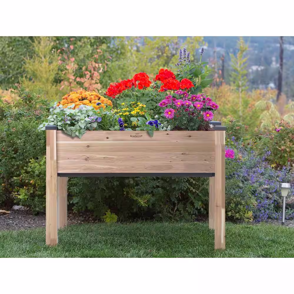 cedarcraft Beautiful. Functional. Sustainable. 23 in. x 49 in. x 30 in. H Self-Watering Elevated Cedar Planter