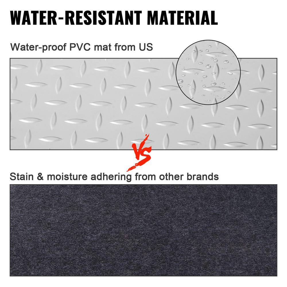 VEVOR Garage Floor Mat 4.9 ft. W x 19 ft. L Vinyl Garage Flooring Roll Anti-Slide Diamond Texture Garage Mats, Silver