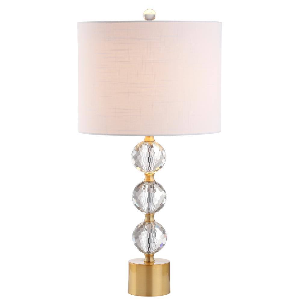 JONATHAN Y Ashley 25.25 in. Crystal Table Lamp, Clear/Brass