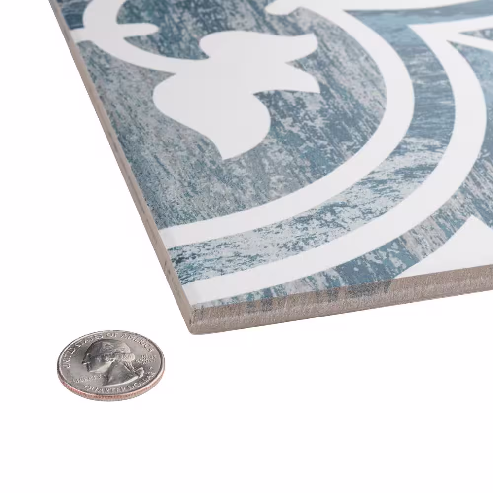 Merola Tile Cassis Arte Blue Day 9-3/4 in. x 9-3/4 in. Porcelain Floor and Wall Tile (10.88 sq. ft./Case)