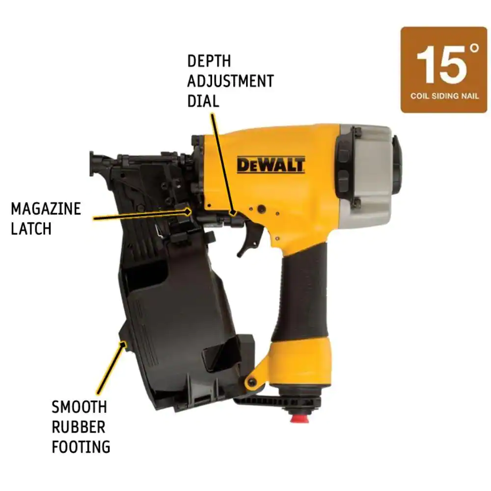 DEWALT Pneumatic 15-Degree Coil Siding Nailer