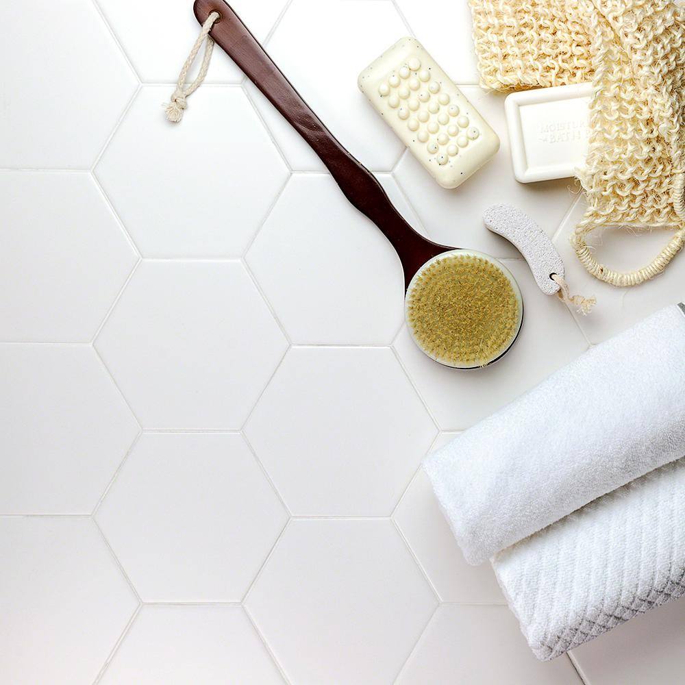 Ivy Hill Tile Bethlehem Pure Hexagon White 5.9 in. x 6.96 in. Matte Ceramic Wall Tile (7.96 sq. ft. / Case)