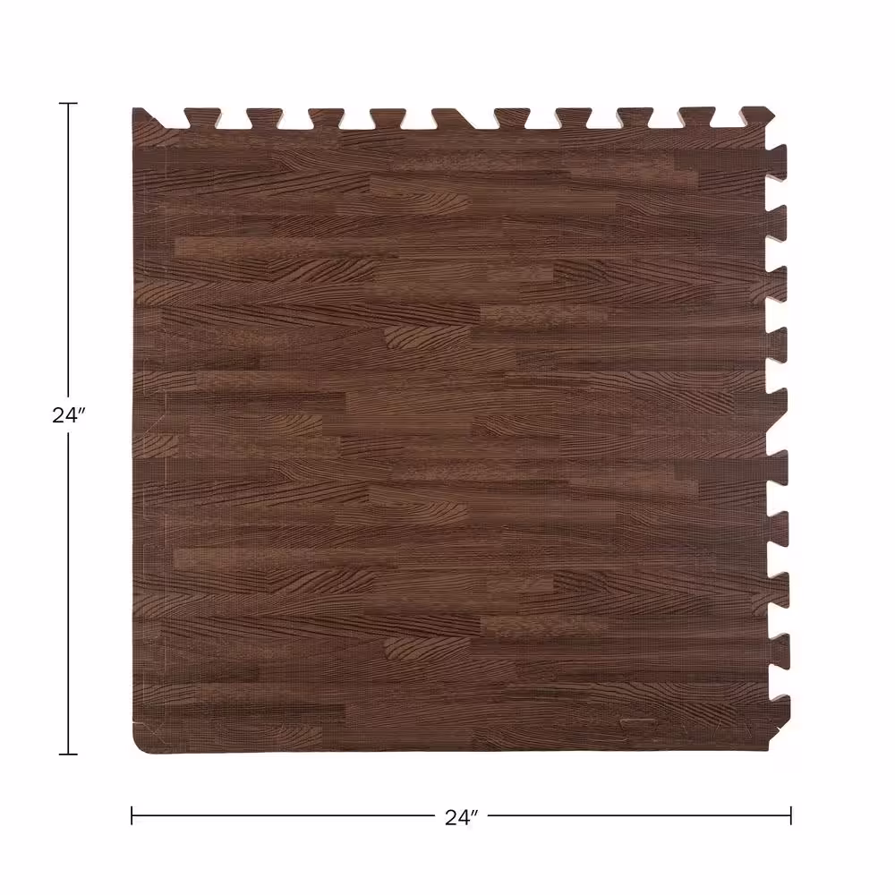 Stalwart Dark Woodgrain 24 in. W x 24 in. L x 0.375 in H-Gym Interlocking Foam Floor Tiles (6 Tiles per Pack) (Covers 24 sq. ft.)