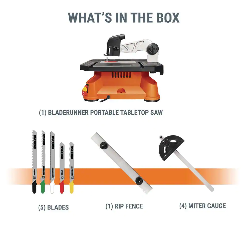 Worx BladeRunner 4-in Spring Steel Blade 5.5 Amp Portable Table Saw
