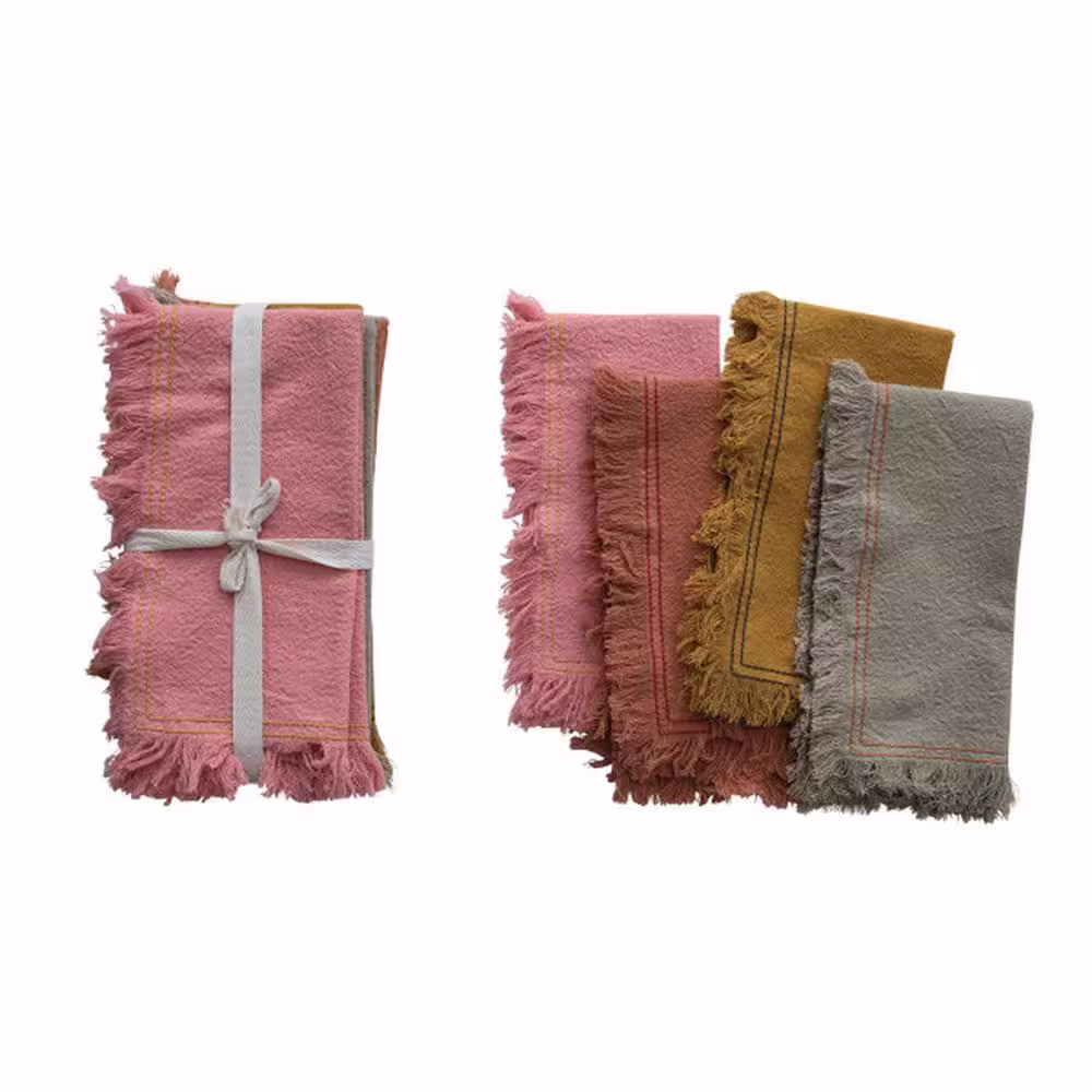 None 18 in. W x 0.25 in. H Multicolor Square Cotton Napkins (Set of 4)