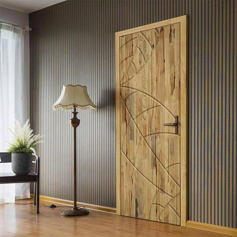 CALHOME 30 in. x 80 in. Hollow Core Weather Oak Stained Solid Wood Interior Door Slab