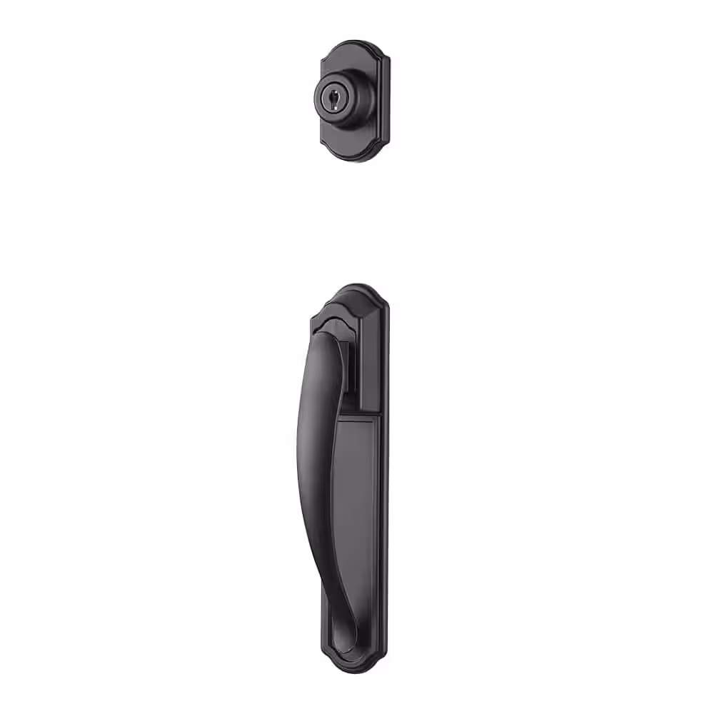 IDEAL SECURITY Matte Black DX Pull Handle Set with Keyed Deadbolt