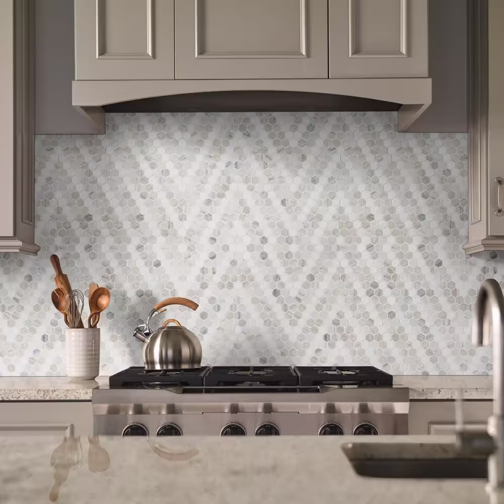MSI Angora Sazi 11.04 in. x 13.46 in. x 10 mm Polished Marble Mosaic Tile (1.04 sq. ft. / Each)