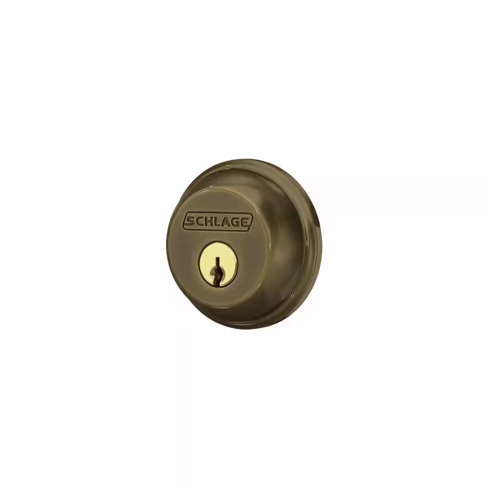 Schlage B60 Series Antique Brass Single Cylinder Deadbolt Certified Highest for Security and Durability