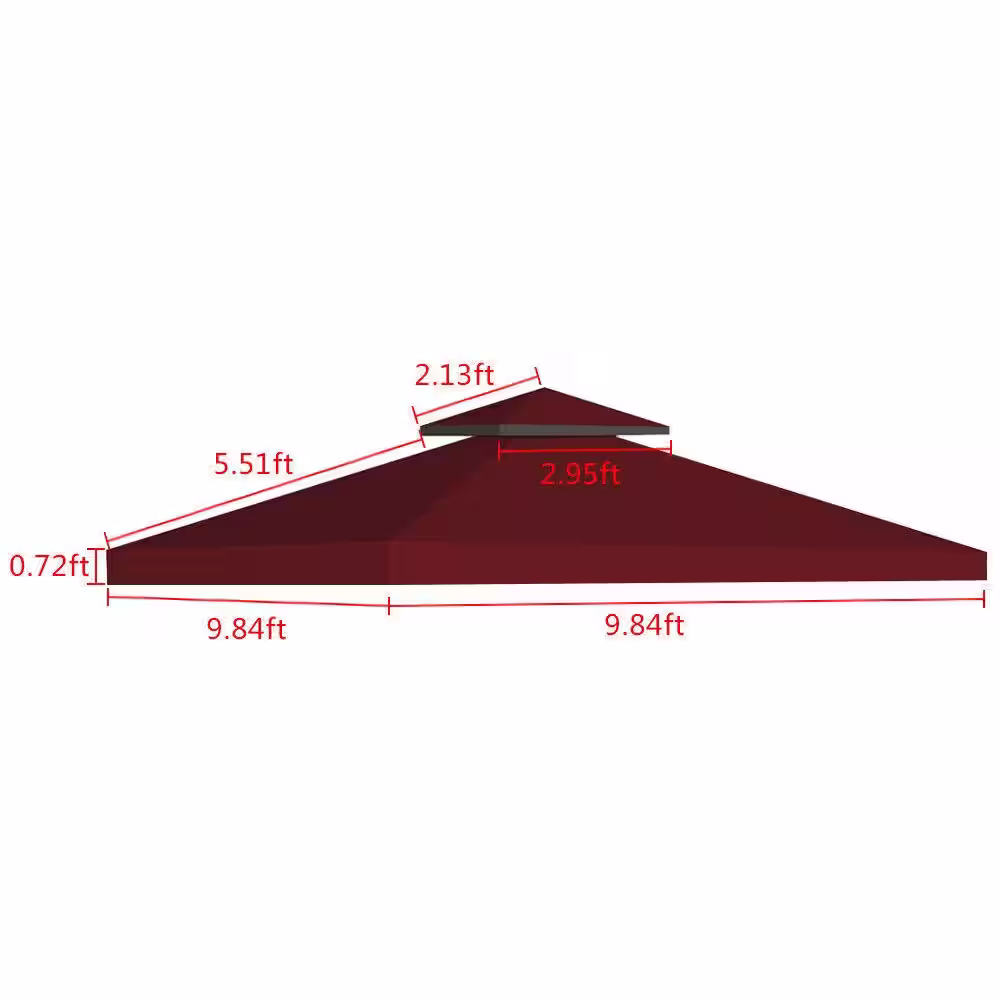 None 10 ft. x 10 ft. Gazebo Canopy Top Replacement Burgundy Patio Pavilion Cover (2-Tier)