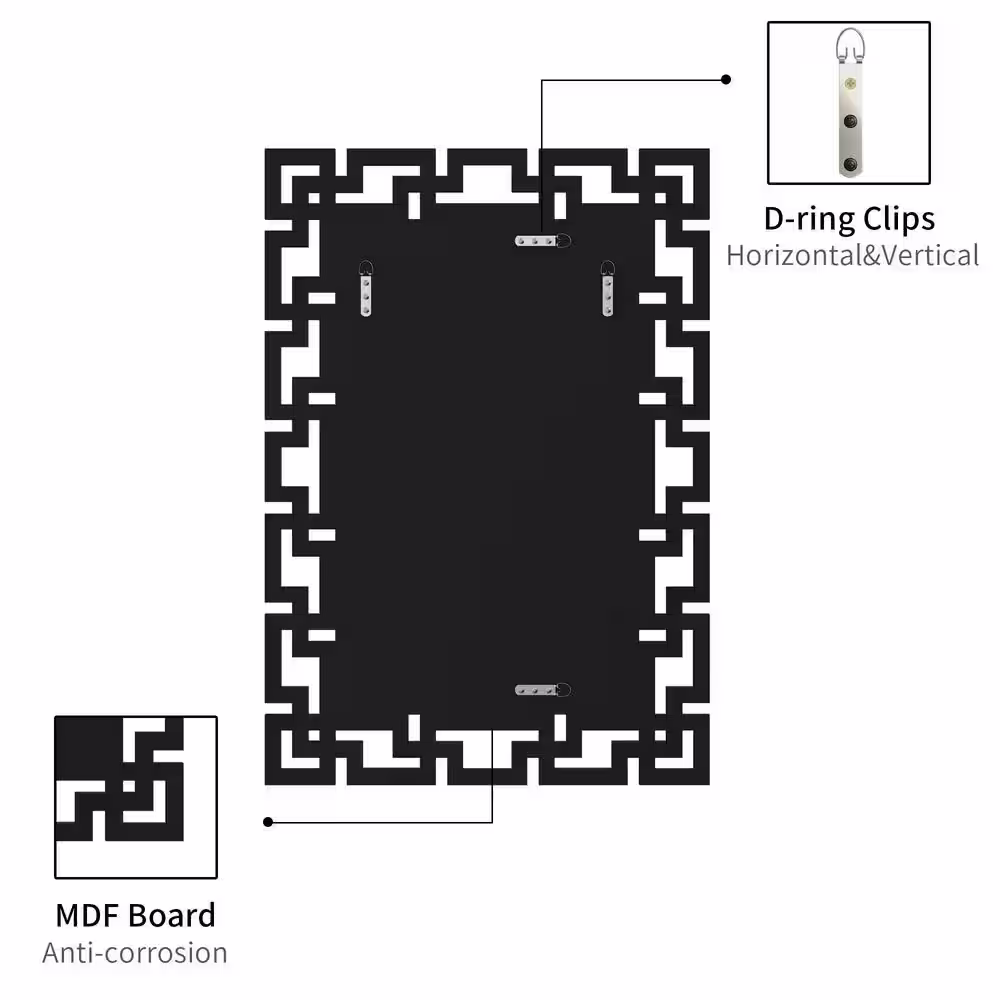 KOHROS 46 in. W x 31 in. H Rectangle Frameled silver Mirror