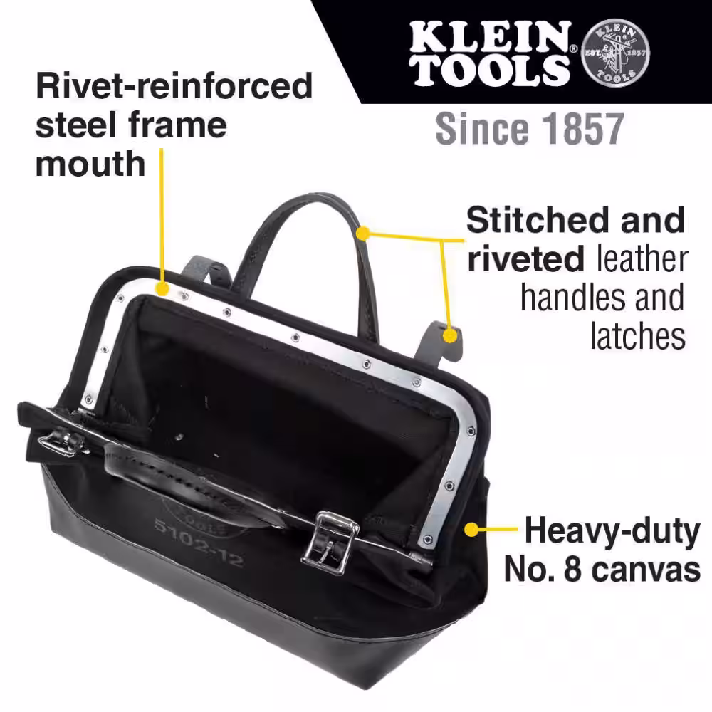 Klein Tools 12 in. Tool Bag, Black Canvas