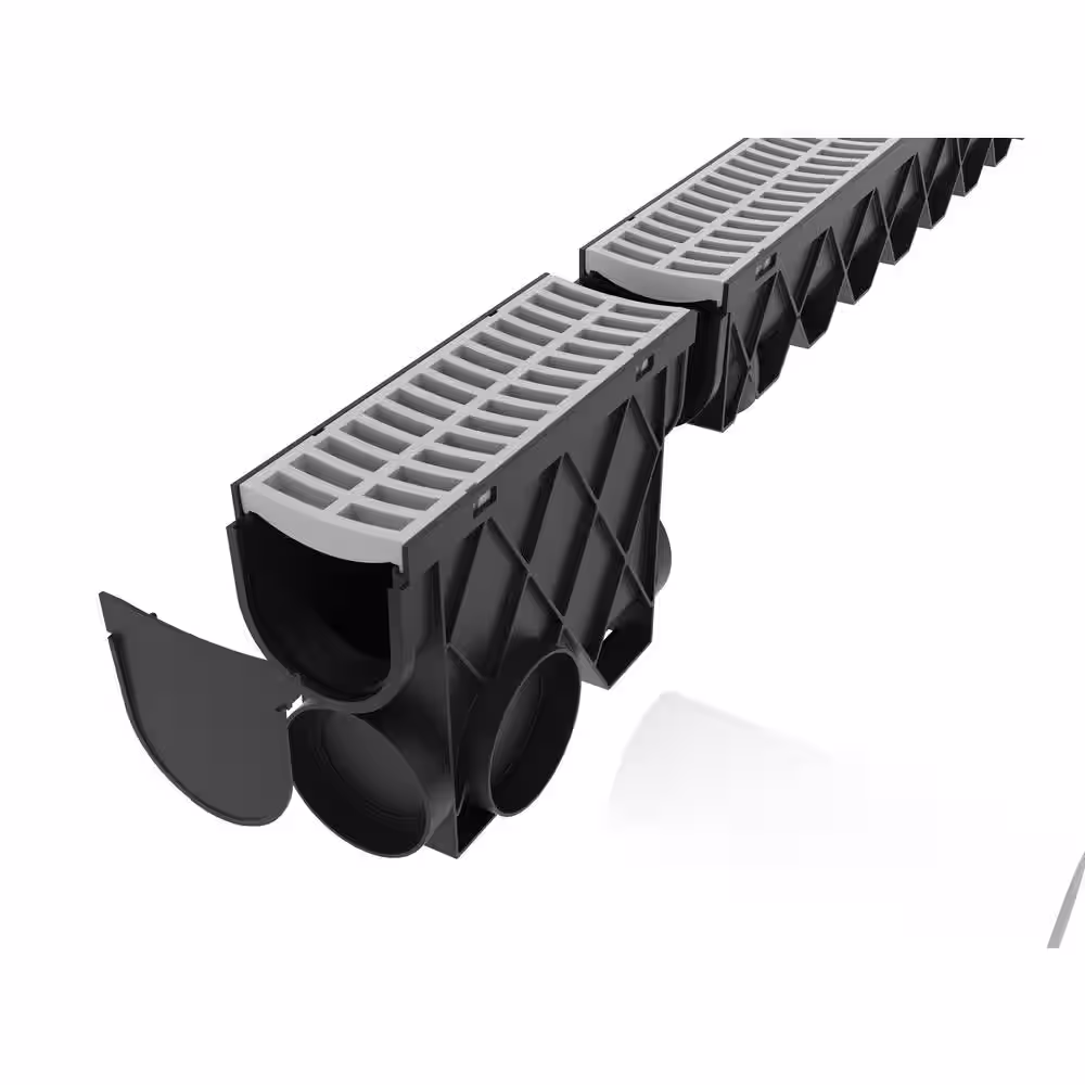 RELN Storm Drain 4.5 in. x 13.25 in. Inline Basin Complete with Portland Grey Grate