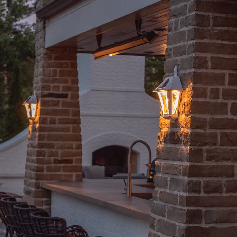 GAMA SONIC Baytown II Bulb 2-Light White Resin Solar Outdoor Wall Sconce (2-Pack)