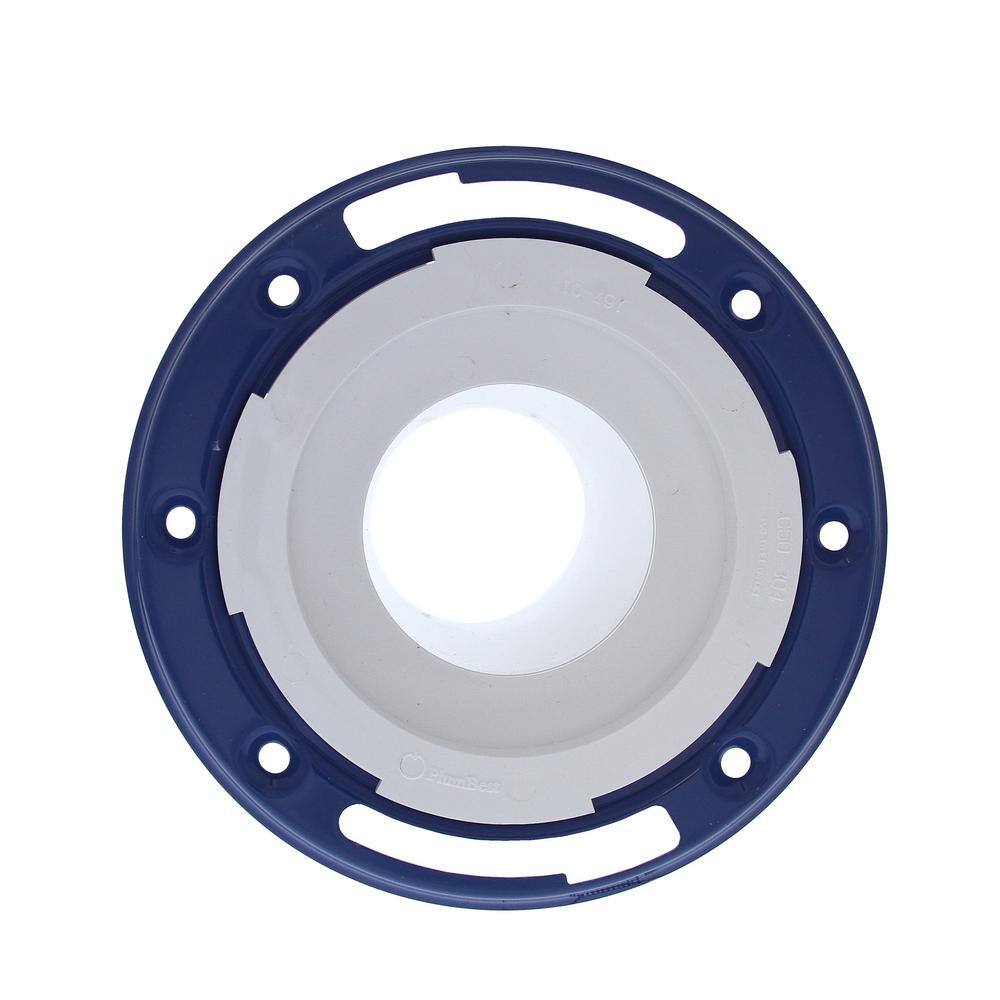 JONES STEPHENS 7 in. O.D. PVC Closet (Toilet) Flange with 6 in. Long Barrel and Metal Adjustable Ring, Fits Inside 3 in. Sch. 40 Pipe