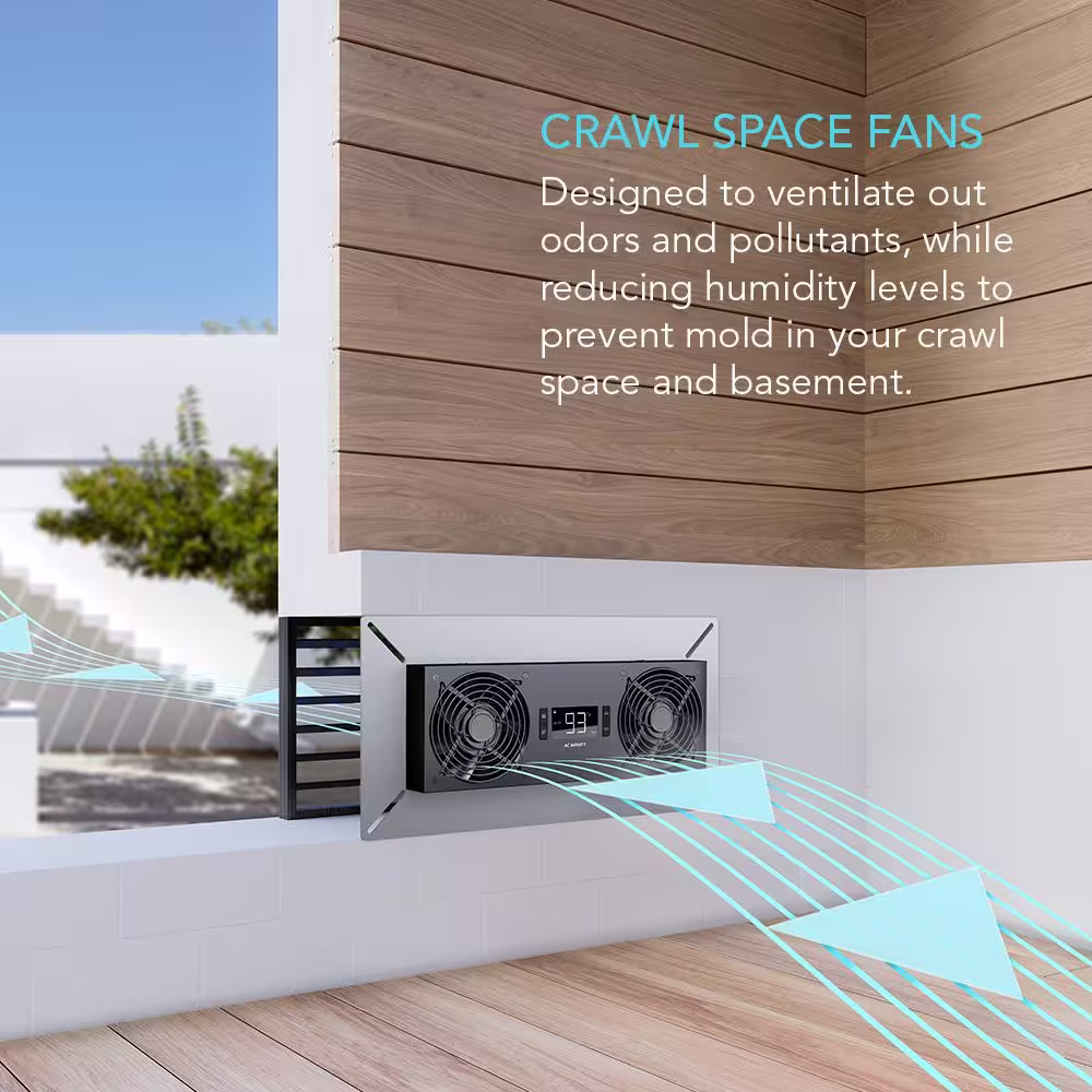 None Airtitan 240 CFM Indoor Wall Mount Crawlspace Basement Ventilator Fan Temperature and Dehumidistat Controller, Intake