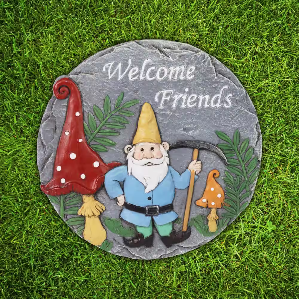 Exhart Welcome Friends Stepping Stone 10in. x 10in. x 1.25in. Welcome Friends Resin Step Stone