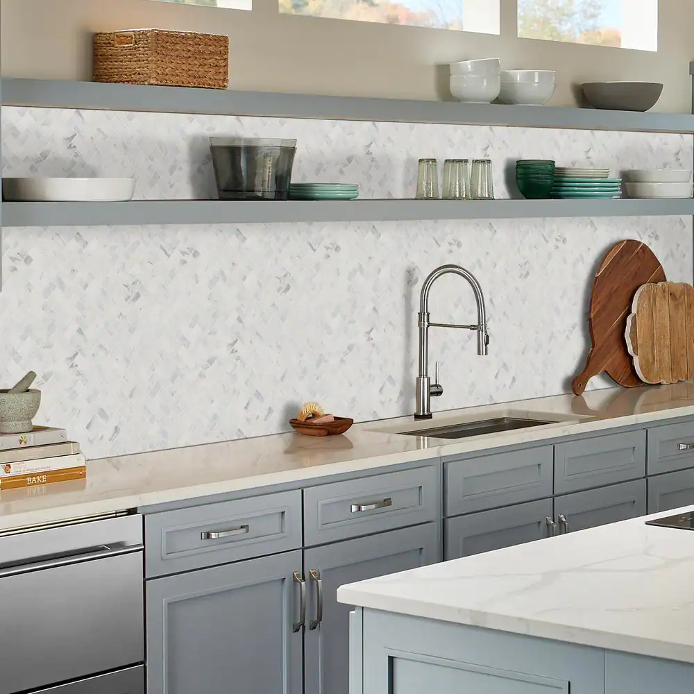 MSI Calacatta Cressa Herringbone 12 in. x 12 in. x 10 mm Honed Marble Mosaic Tile (9.4 sq. ft. / case)