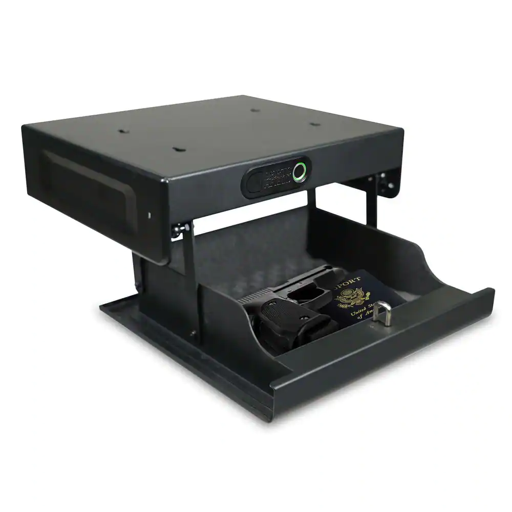 Sports Afield Home Defense 0.18 cu. ft. Quick Access Drop Action Security Vault with Biometric Lock, Matte Black