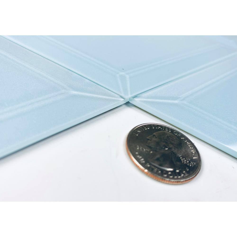 ABOLOS Frosted Elegance Glossy Blue Beveled Diamond 6 in. x 8 in. Glass Peel and Stick Tile (13.36 sq. ft./Case)