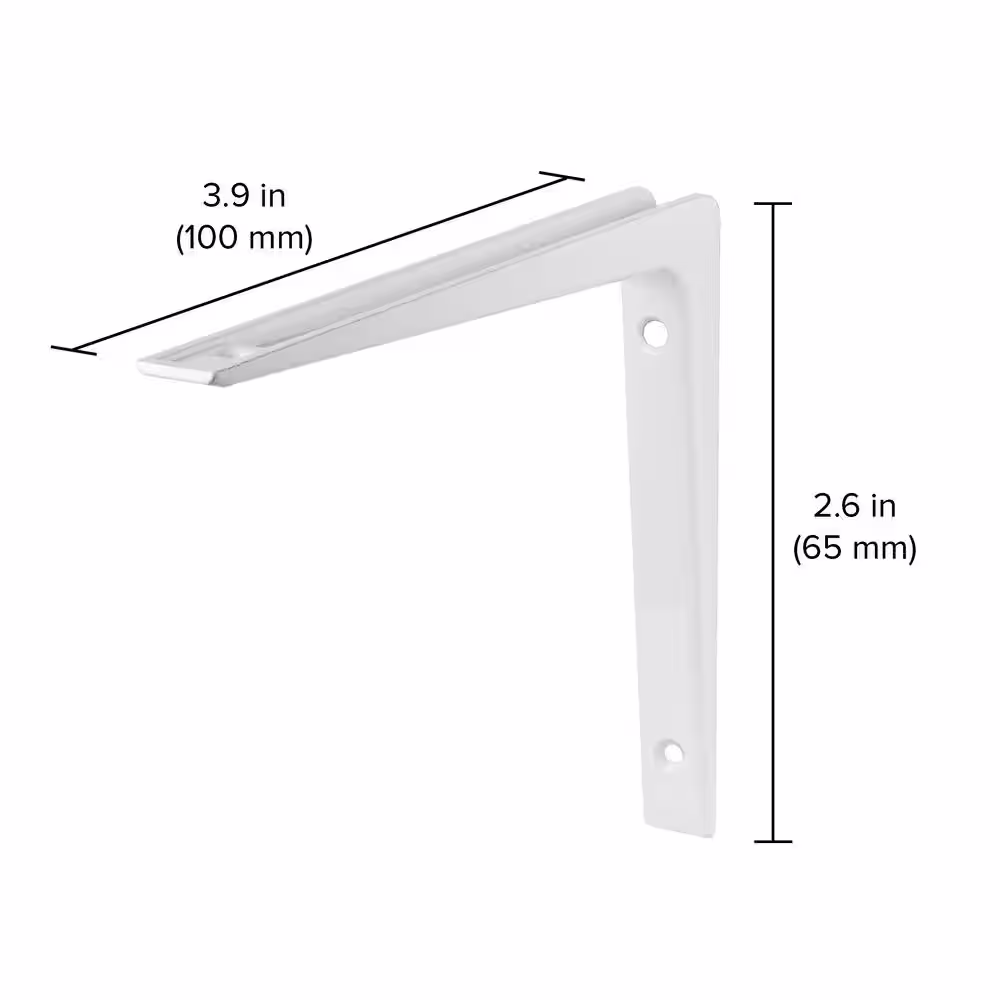 Dolle PURIST 3.9 in. White Aluminum Shelf Bracket Set of 2