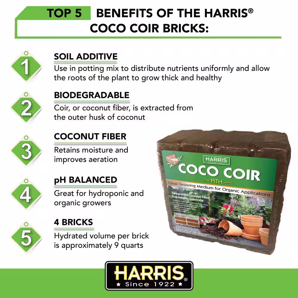 Harris 9 Gal. Expanding Coco Coir Pith (4-Brick Pack)