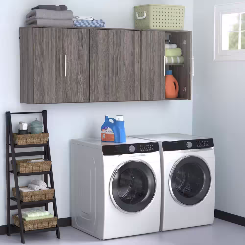 ClosetMaid Style+ 14.59 in. D x 25.12 in. W x 31.28 in. H Coastal Teak Laundry Room Floating Cabinet Kit with Modern Doors