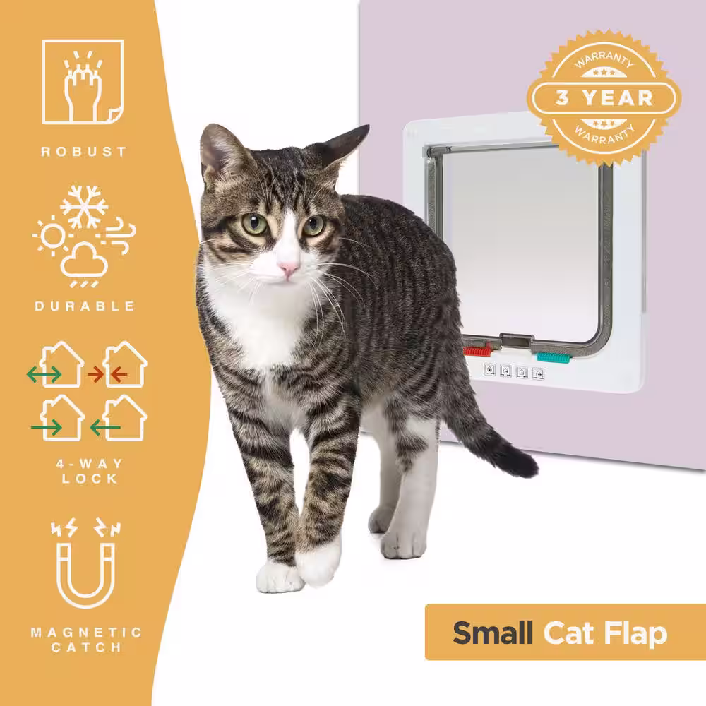 Hakuna Pets 5.7 in. x 5.9 in. Small Cat Flap for Screens, Doors & Walls up to 1.97 in. Thick, for Cats up to 11 lbs, Black