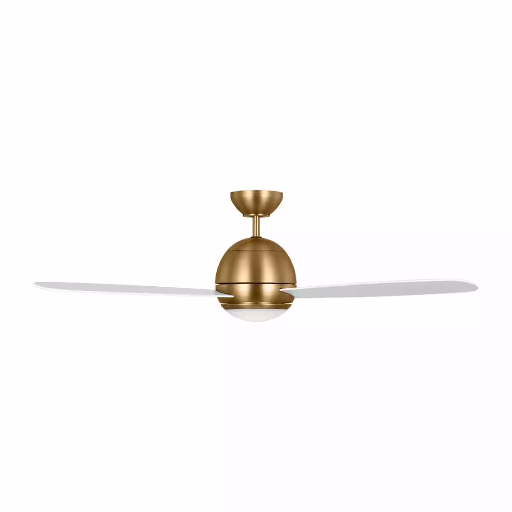 Generation Lighting Orbis 52 in. Integrated LED Indoor/Outdoor Satin Brass Ceiling Fan with Light Kit