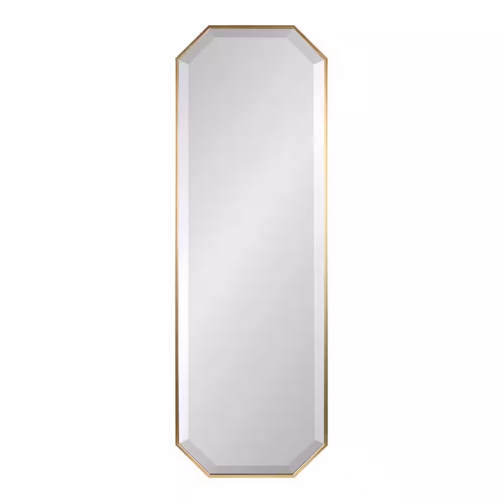 Kate and Laurel Rhodes 48 in. x 16 in. Classic Octagon Framed Gold Wall Accent Mirror