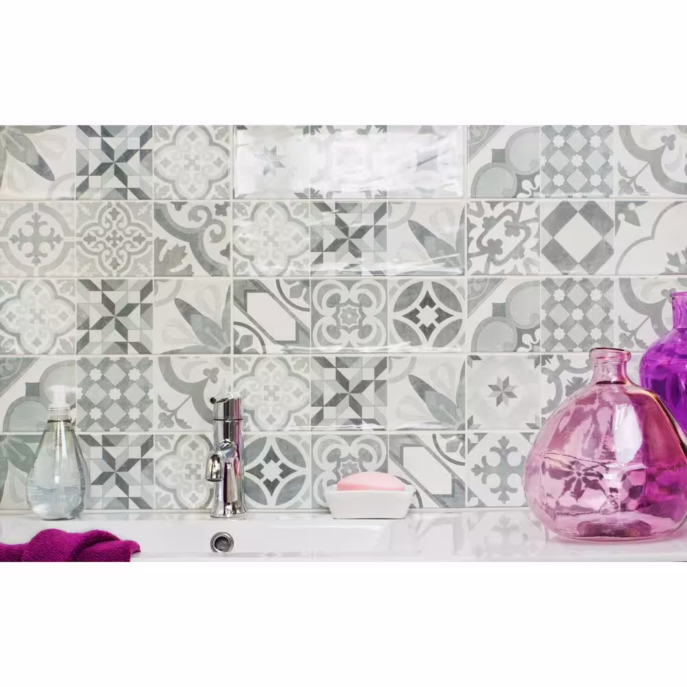 Ivy Hill Tile Pier Cold Deco Encaustic 4 in. x 12 in. 6 mm Polished Ceramic Subway Wall Tile (33-piece 10.76 sq. ft. / Box)