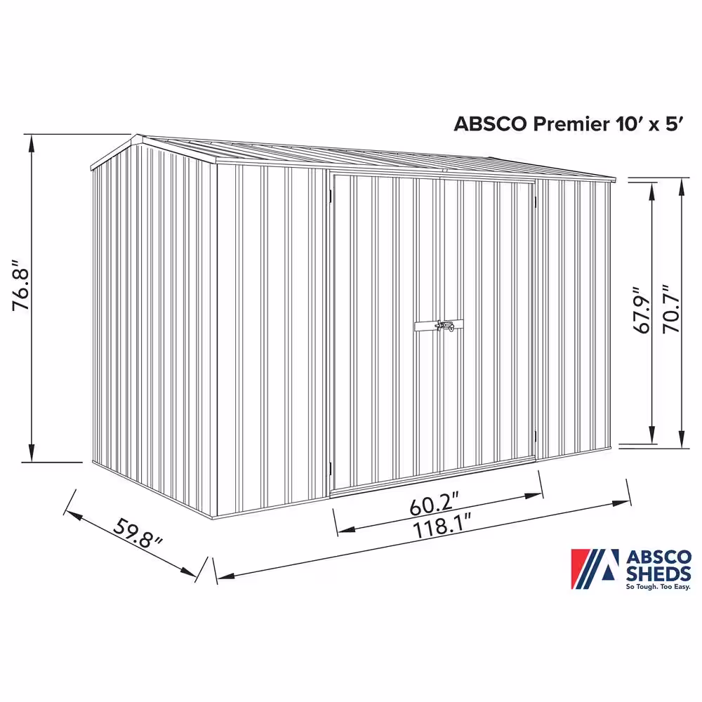 ABSCO Premier 10 ft. x 5 ft. Galvanized Steel Shed in Woodland Gray with SNAPTiTE assembly system (50 sq. ft.)