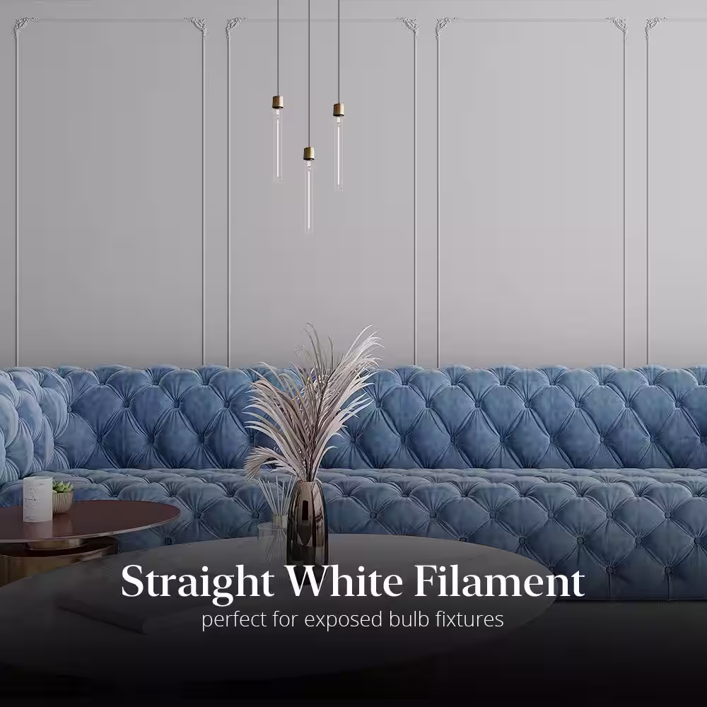 Feit Electric 60-Watt Equivalent T10XL Straight White Thin Filament Clear E26 Vintage Edison LED Light Bulb, Soft White 2700K (4-Pack)