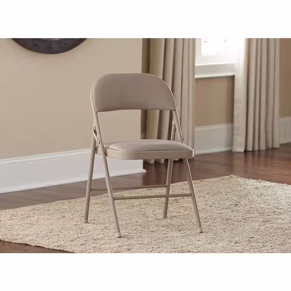 Cosco Antique Linen Fabric Padded Seat Folding Chair (Set of 4)