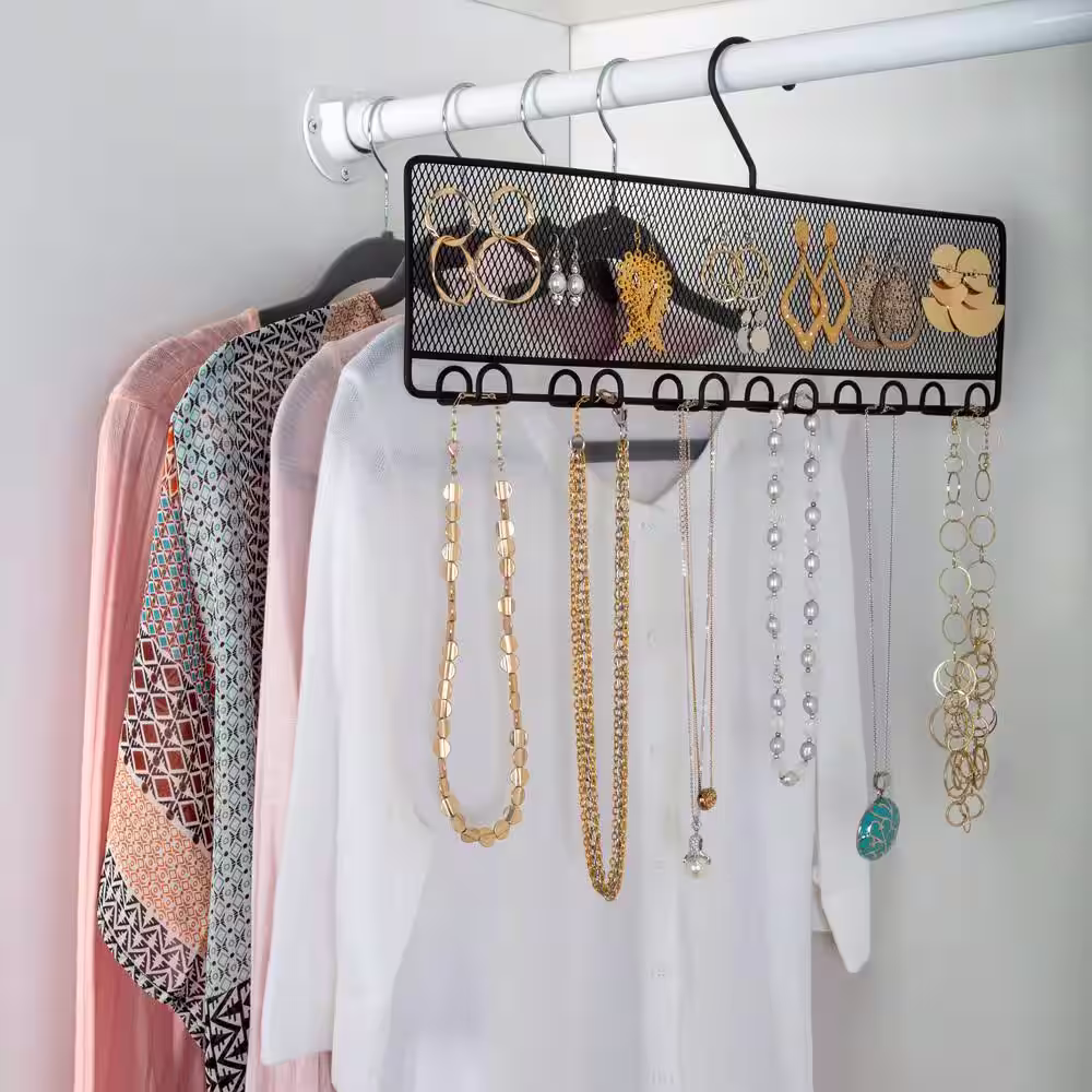 SIMPLIFY 7.87 in. H Black Steel Hanging Shoe Organizer