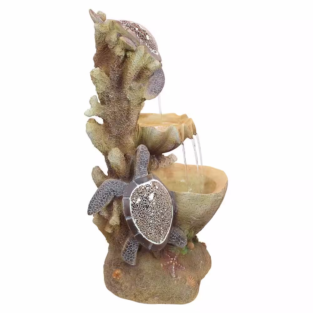 Design Toscano Turtle Cove Cascading Stone Bonded Resin Sculptural Fountain