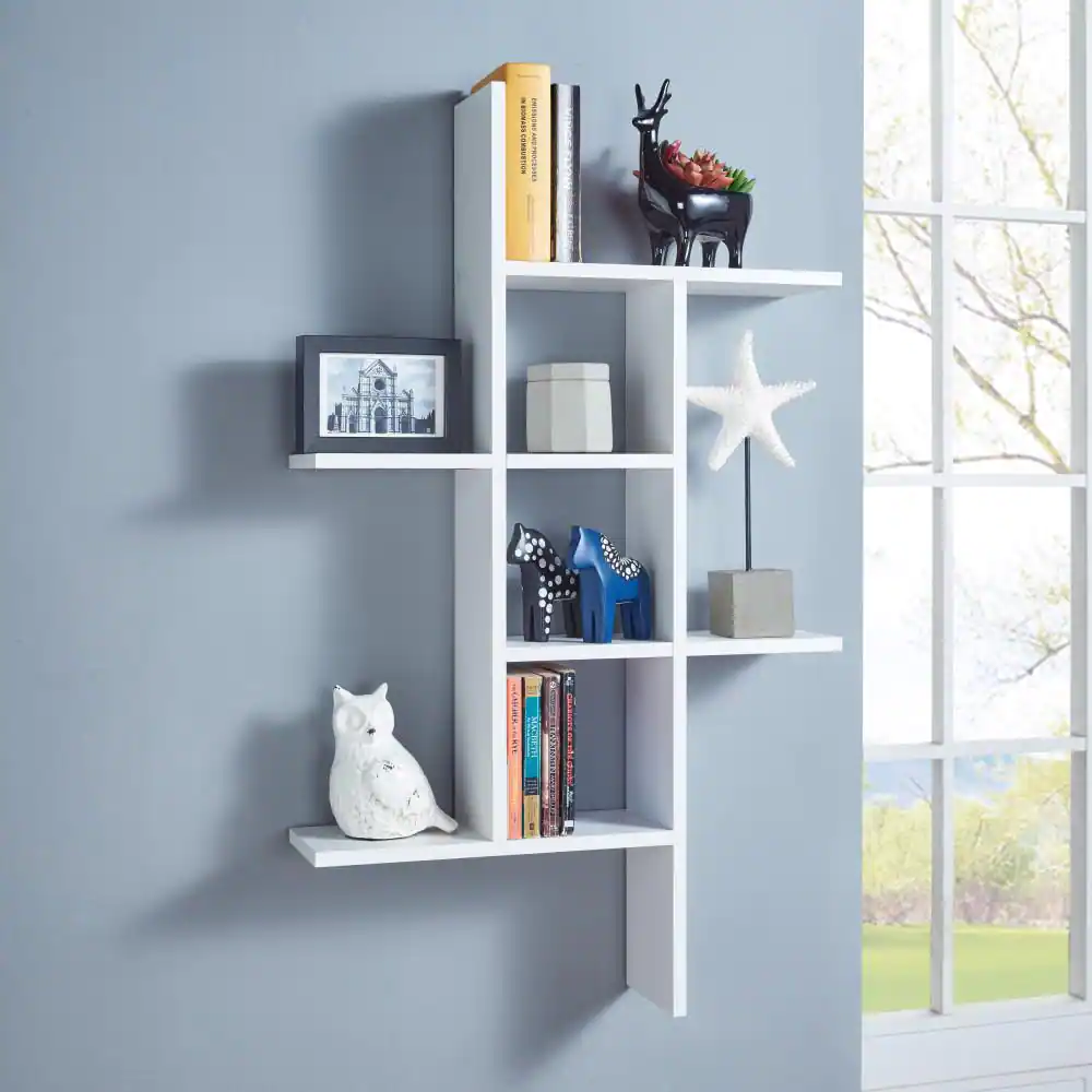 DANYA B Cantilever White MDF Floating Wall Shelf