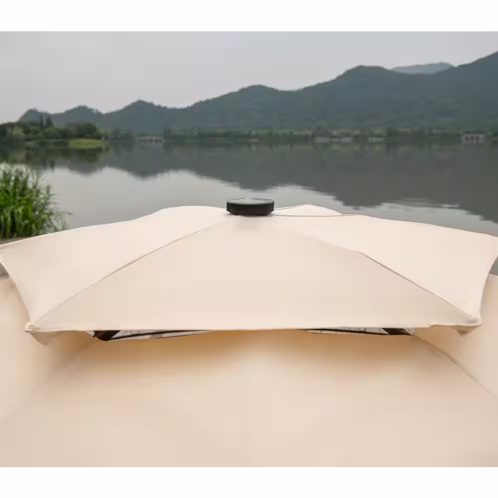 Tatayosi 10 ft. L x 11 ft. L Beige Barbecue Grill Gazebo Canopy Shelter Tent with LED lights, Removable Curtains