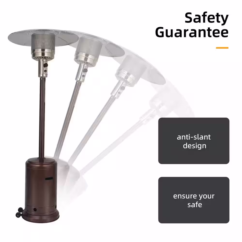 None 46000 BTU Standing Propane Patio Heater with Wheels in Brown