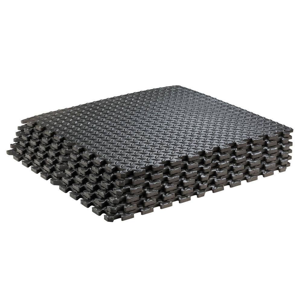 Sorbus Black Foam Interlocking Floor Carpet Mat 24 in. x 24 in. (6 Tiles)