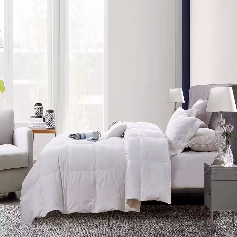 None White 100% Cotton Goose Feather and Down Full/Queen Comforter