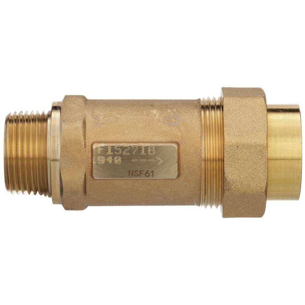 Wilkins 1 in. Dual Check Valve with 1 in. Male Inlet x 1 in. Union Female Outlet