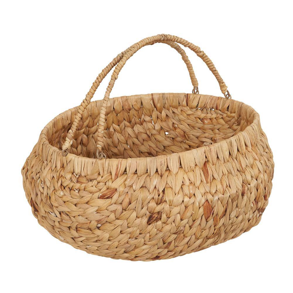 HOUSEHOLD ESSENTIALS Round Woven Wicker Basket with Handles