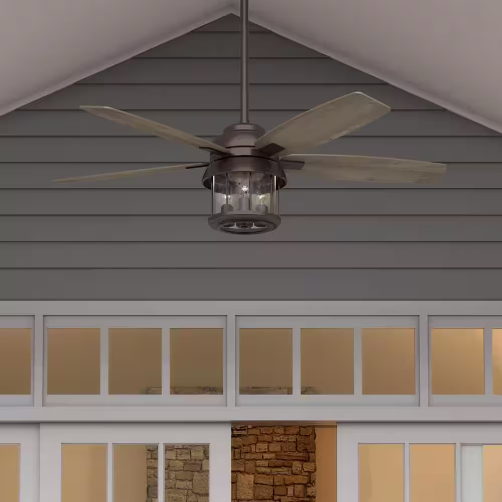 Hunter Coral Bay 52 in. Indoor/Outdoor Weathered Copper Ceiling Fan with Remote and Light Kit