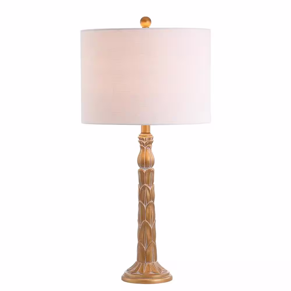 JONATHAN Y Blanche 28.7 in. Antique Gold Resin LED Table Lamp