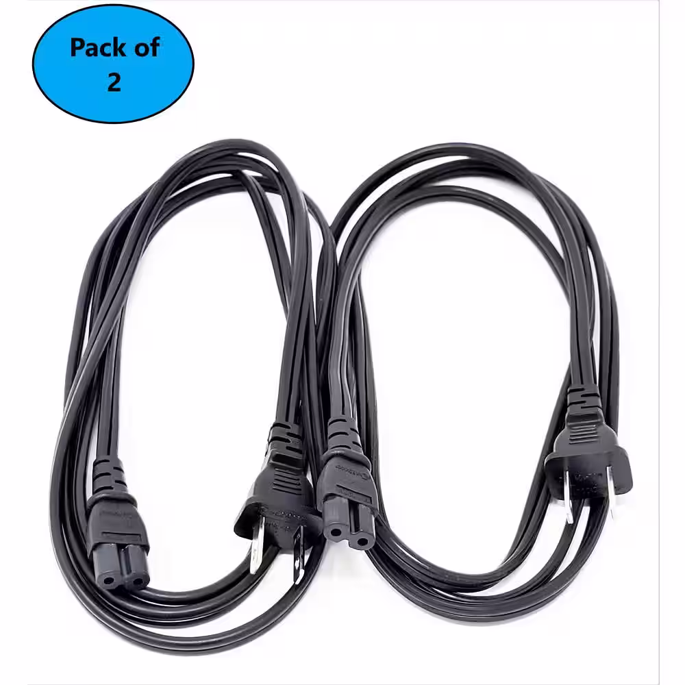 Micro Connectors, Inc 6 ft. 18AWG 2-Prong Notebook/TV/ Power Cord, UL Approved (2 per Box)