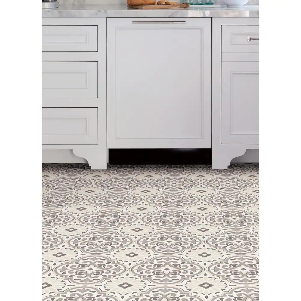 FloorPops Massimo 12 in. W x 12 in. L Grey Peel & Stick Vinyl Tile Flooring (20 sq. ft./case)