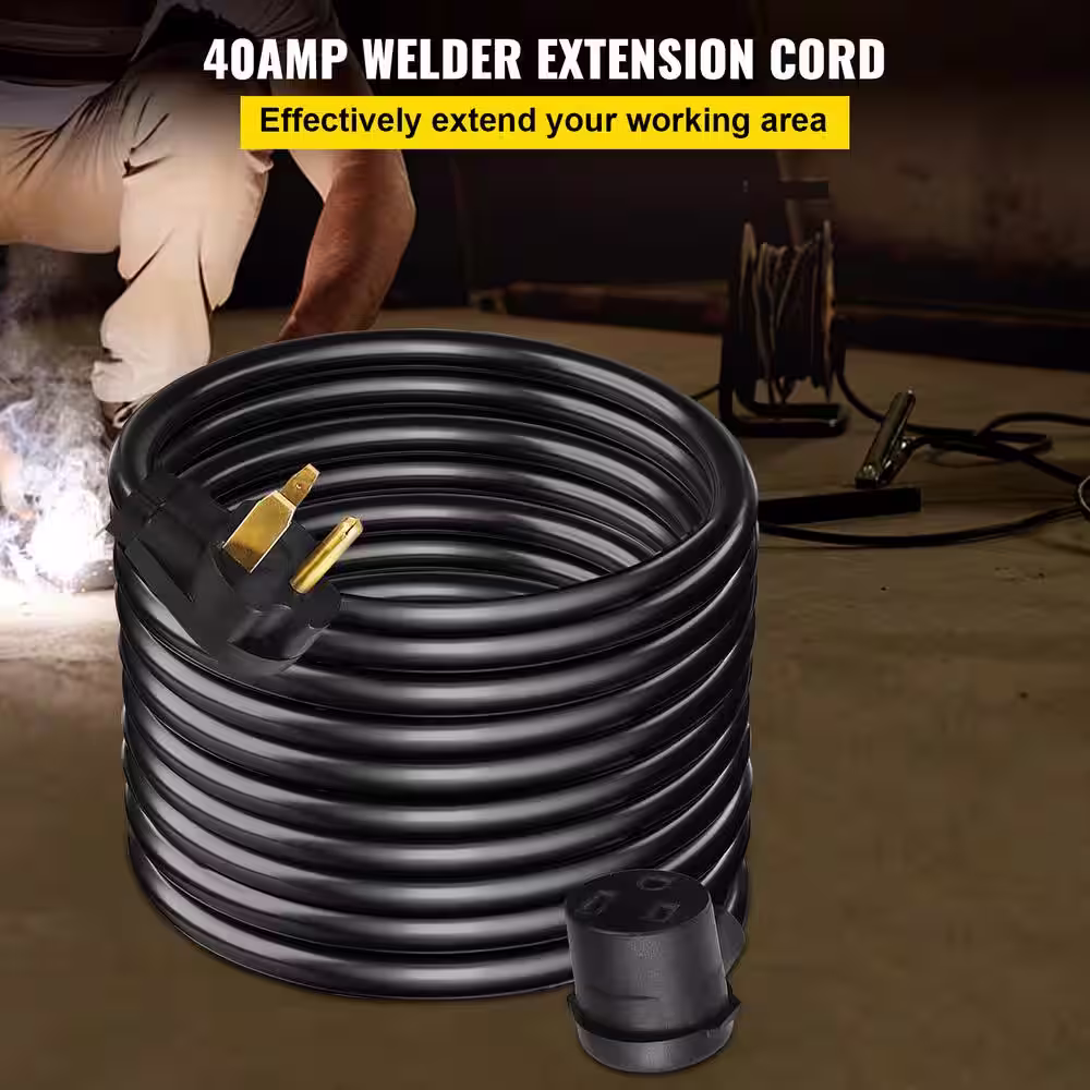 VEVOR Welder Extension Cord 40 Amp 50 ft. 250-Volt 8-Gauge 3-Prong Welding Power Cord with NEMA 6-50 Plug