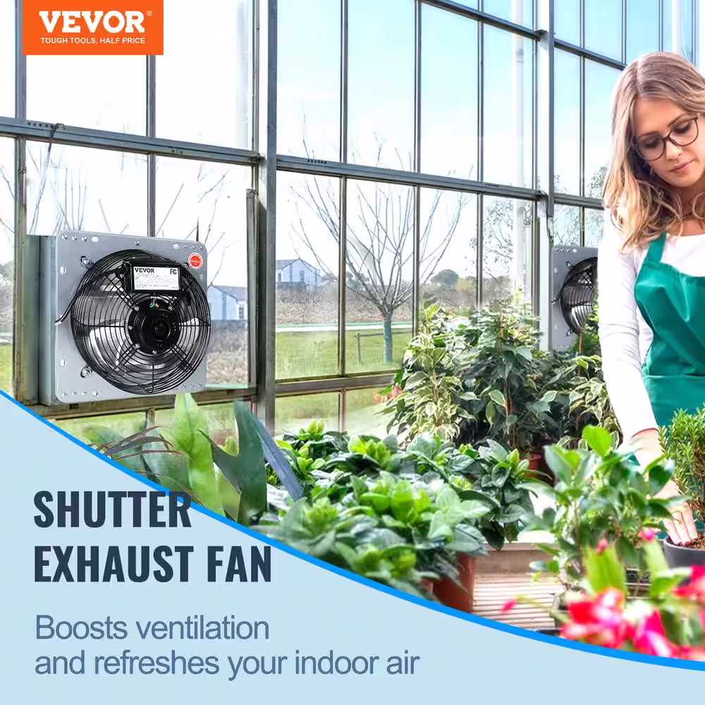 VEVOR 10 in. Shutter Exhaust Fan High-Speed 820 CFM Aluminum Wall Mount Attic Fan, Wall Fan with Ventilation and Cooling