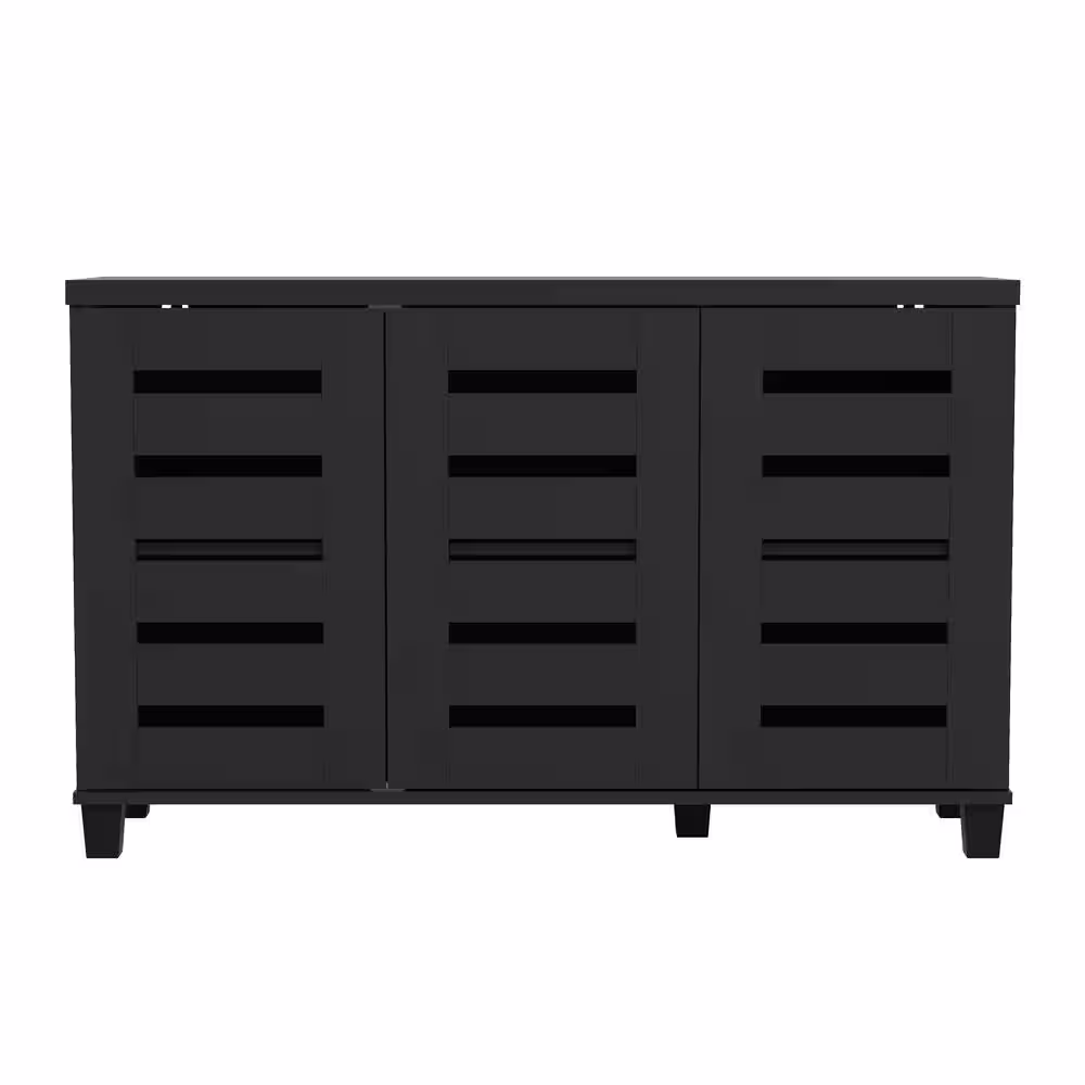 GALANO 28 in. H x 45.3 in. W Black Wood Shoe Storage Cabinet